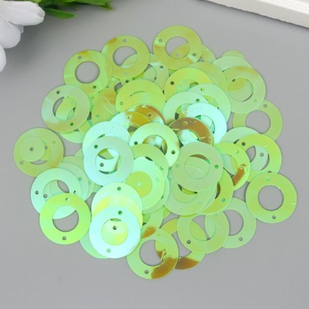 Sequins "circle in the ring" light green set 30 g d = 2 cm-2