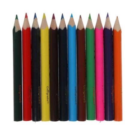Pencils colored 12 flowers mini, wooden case, triangular-1