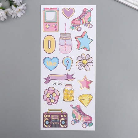 Plastic sticker with a gold contour "Teenage" 28.5x10.5 cm-1