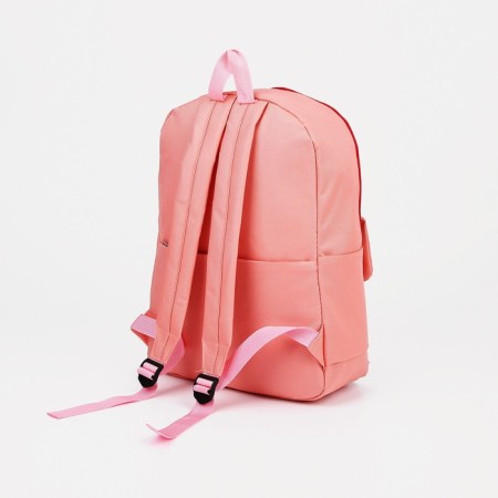 A backpack with a zipper, an outer pocket, a set of a chover, bag, pink color-4
