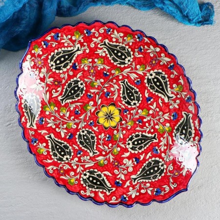 Largan Rishtan ceramics "Flowers", 42 cm, oval, corrugated-4