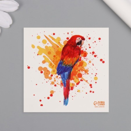 Tattoo on the body color "watercolor. Parrot Ara" 6x6 cm-3
