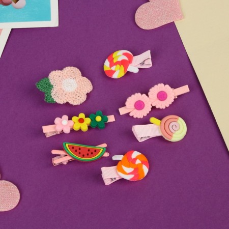 Hair set "Little Joy" (14 pcs) Flower, pink-2