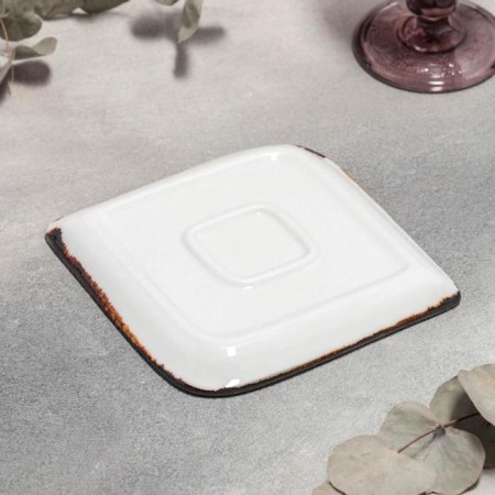 Porcelain Square "Suprim", 14.5 × 14.5 cm, gray color-2