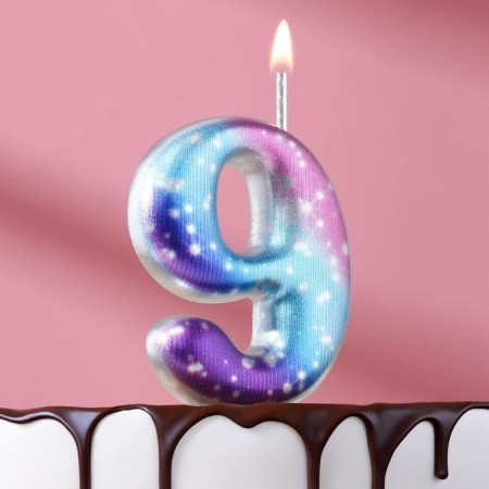 Candle for the cake number "9", space, 5.5 cm, 16 minutes