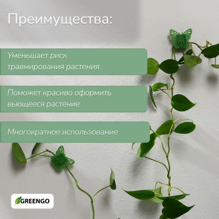 Mounts for climbing plants, 4*4 cm butterfly (set 10 pcs) self -adhesive-1