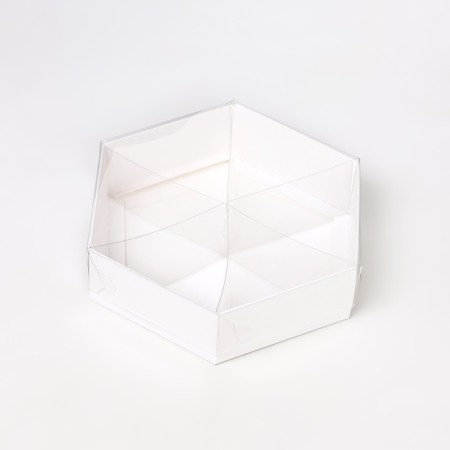 White exchange with a transparent cover and partitions, 18.5 x 18.5 x 4.6 cm-1