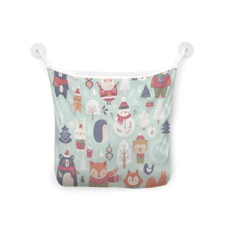 Organizer in a bath on suction cups "New Year's animals", for storing toys and trifles, size 33x39 cm-2