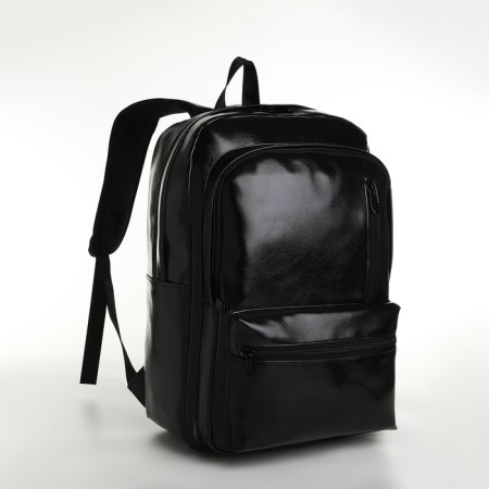 City backpack on a zipper, black color