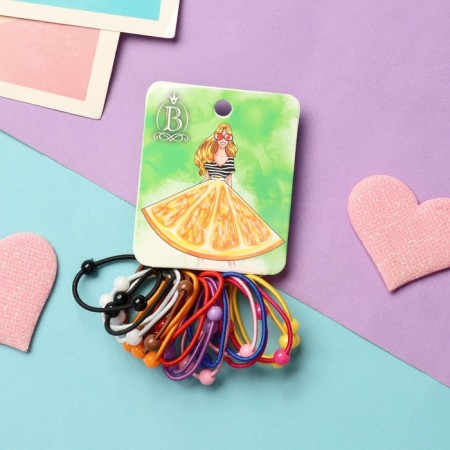 Hair gum "Juicy summer" (set 20 pcs) Orange, 3 cm, mix