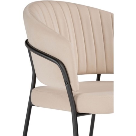 Chair on a metal frame Leo Metal/velor, black/beige 56x52x80 cm-5