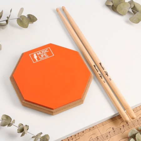 A set of drummer Music Life: Training PED, D-8 inches + drum sticks, orange