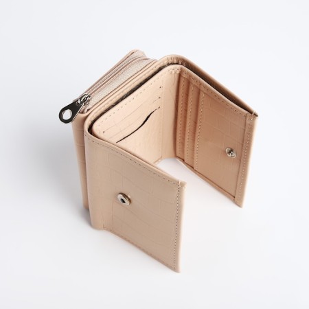 Women's wallet on the button, beige color-3