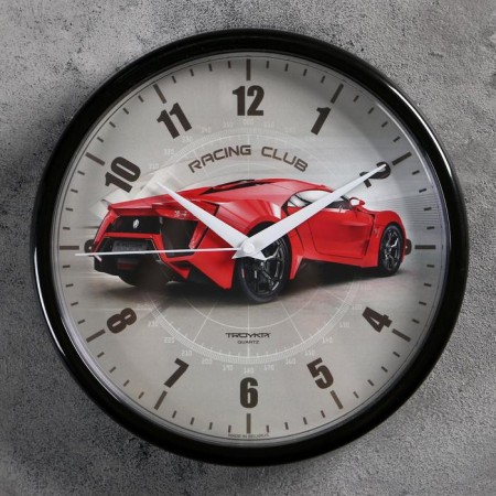 Watch wall, interior "racing car", D-22.5 cm, silent, red