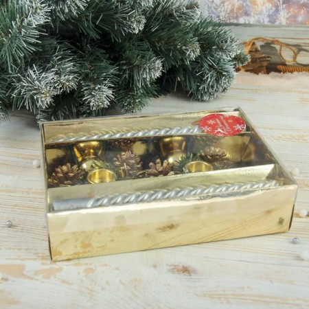 New Year's candle with the candlestick "Flinking" (set 4 pcs) 5x15x21 cm, gold-2