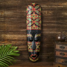 Маска настенная дерево "Абориген с ярким узором" 3х12х50 см