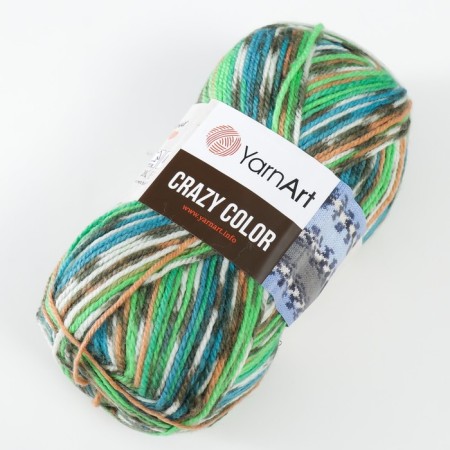 Yarn "Crazy Color" 25% wool, 75% acrylic 260m/100g (177 salad-run)-1