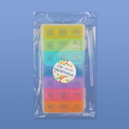 Airman - Organizer "Week", removable cells, morning/day/evening, 17.4 × 8.2 × 2.5 cm, 7 containers of 3 sections, multi -colored-6