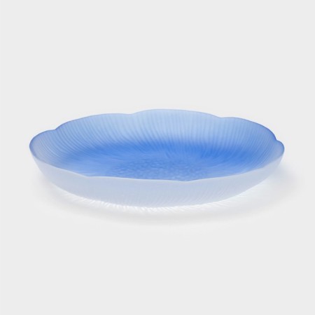Glass plate “Lotus” pies, d = 16.7 cm, blue color