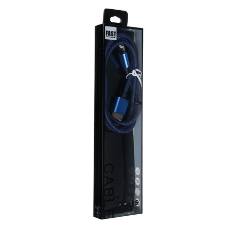 Lightning cable - usb, 2.1 a, nylon braid, 1 meter, blue-3