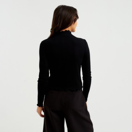 Women's turtleneck Minaku: Basic Line, Black Color, size 44-3