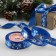 Satin tape with embossing "deer in the harness", 25 mm, 23 ± 1 m, blue color/silver No. 122