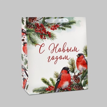 Laminated vertical "Bullfinch", Ml 23 x 27 x 11.5 cm, New Year-1