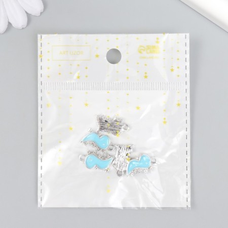 Decor for creativity metal, rhinestones "dinosaurus" silver 0.2x1.1x1.8 cm-3
