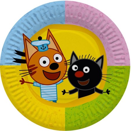 Paper plate "Three cats", in a set of 6 pieces, 18 cm-2