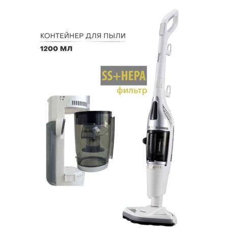 Vacuum cleaner Pioneer VC465S 3B1, vertical, steam, 1500W, black and white color-11