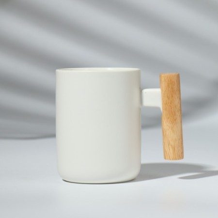 Ceramic "Leaves" mug, 400 ml, white color-2
