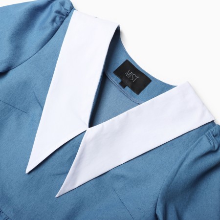 Women's dress with a collar Mist, p.42, blue-6