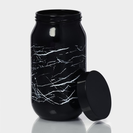 Glass Bank for bulk products "Marble", 1 liter-2
