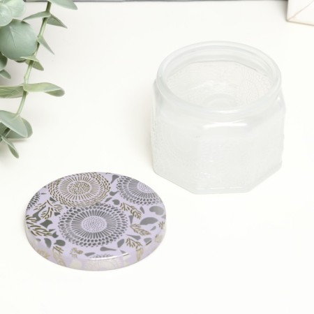 Bank for candles glass with a “flower” lid, a multi -graphic 5x7x7 cm-1