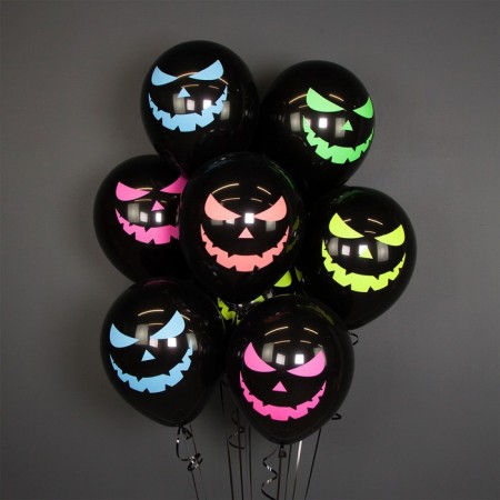 Shar Latex 12 “Bright pumpkin on Halloween, 2-land, set 25 pcs., Black color-1