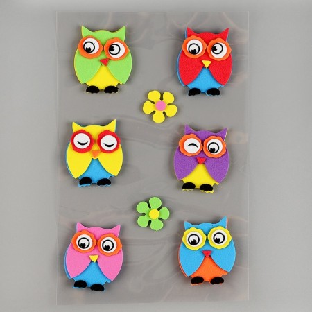 A set of stickers from EVA "owls", 8 pcs.