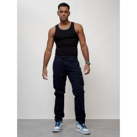 Cargo jeans men, size 44-46, dark blue color