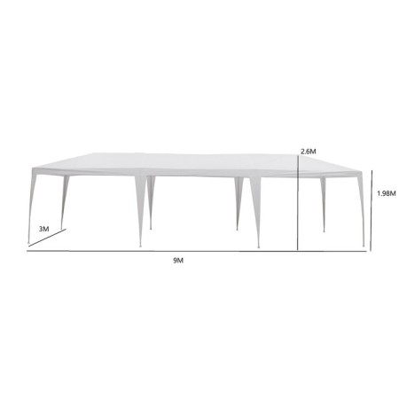 Sadovy tent 9*3m white, open-2
