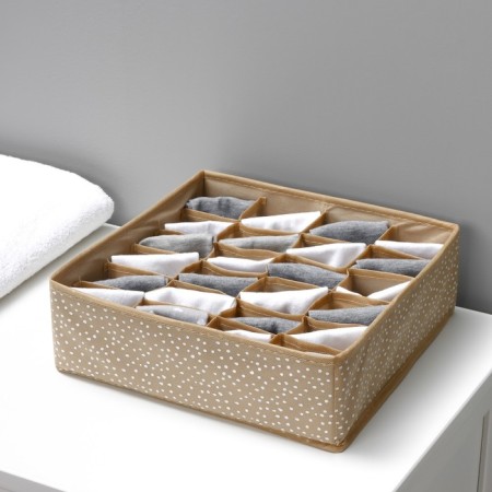 Organizer for storing linen of the Points, 24 cells, 30 × 30 × 10 cm, beige color-11