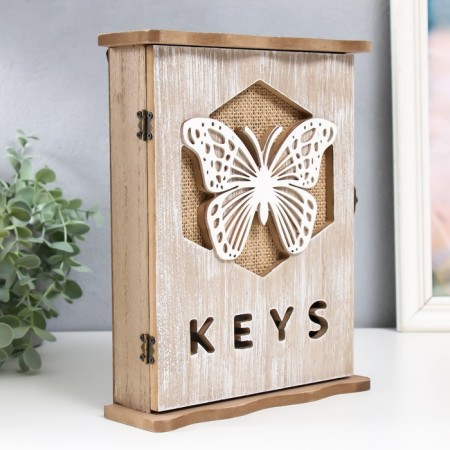 Keywood tree 6 hooks "Butterfly in the hexagon" 19.8x6x25 cm-1