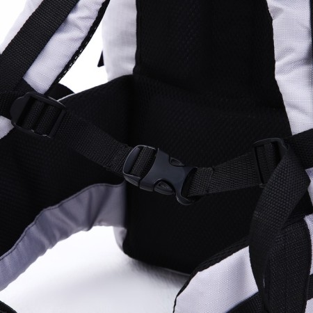 Tourist backpack, TAIF, 90 l, cord department, outer pocket, 2 side nets, gray/red color-4