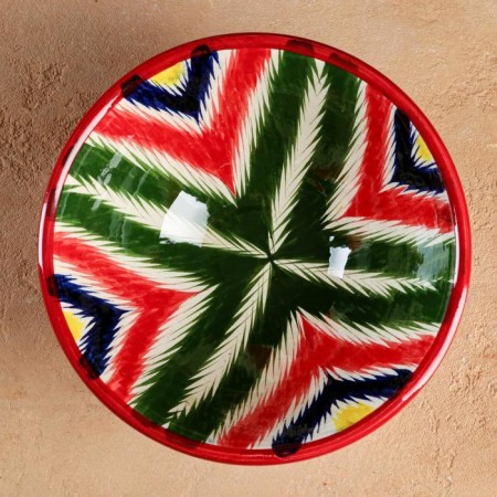 Rishtan ceramics "Atlas", 18 cm, large, multi -colored ceramics-1