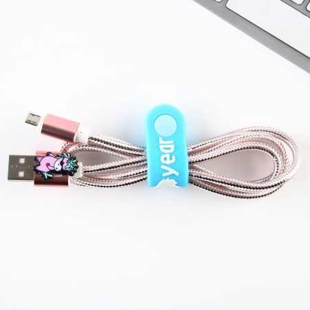 Set of wire holder+Micro USB cable "Happy New Year", 1a, 1m-1