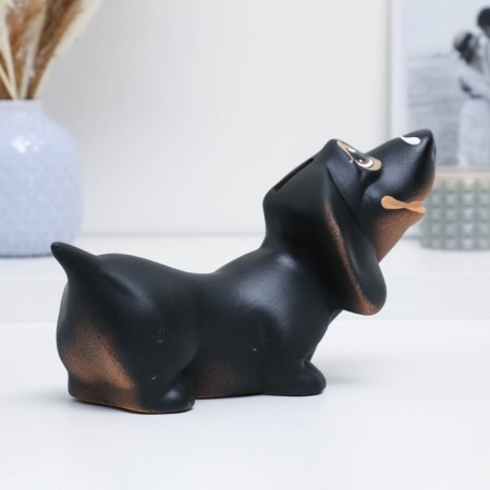 Piggy bank "Dachshund" black, 25x12x15cm-2