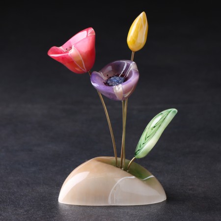 Souvenir "Bouquet", 3 flowers, selenite
