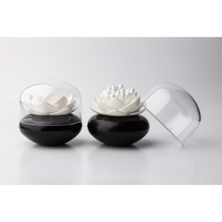 Container for cotton pads Lotus, black/white-1