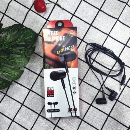 Headphones D21, wired, vacuum, microphone, 1 m, jack 3.5 mm, black-2