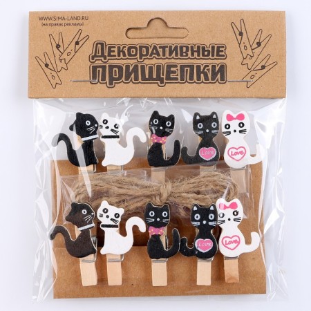 Set of decorative clothespins "cats" set of 10 pcs.-4