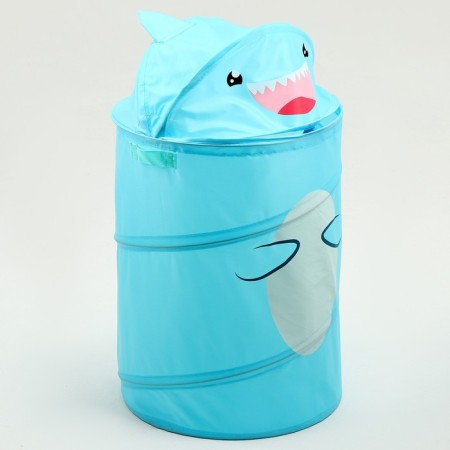 A basket for storing toys "shark" with handles and a lid, 55 x 33 x 33 cm, blue-3