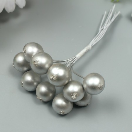 Decor for creativity "Berry Rowan" 1 bouquet = 10 berries silver 10x1.5 cm